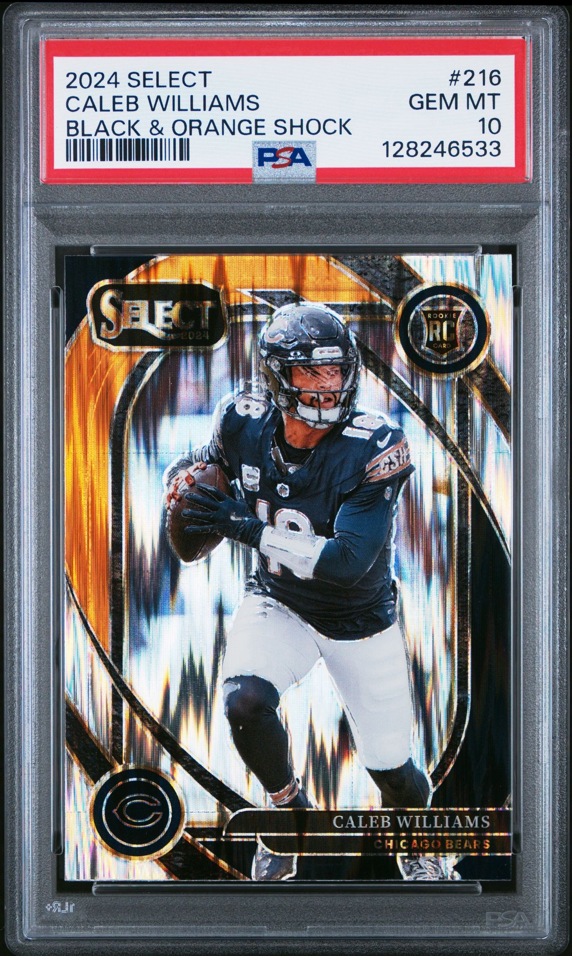 2024 Panini Select Caleb Williams #216 (Black & Orange Shock) Gem Mt 10 front