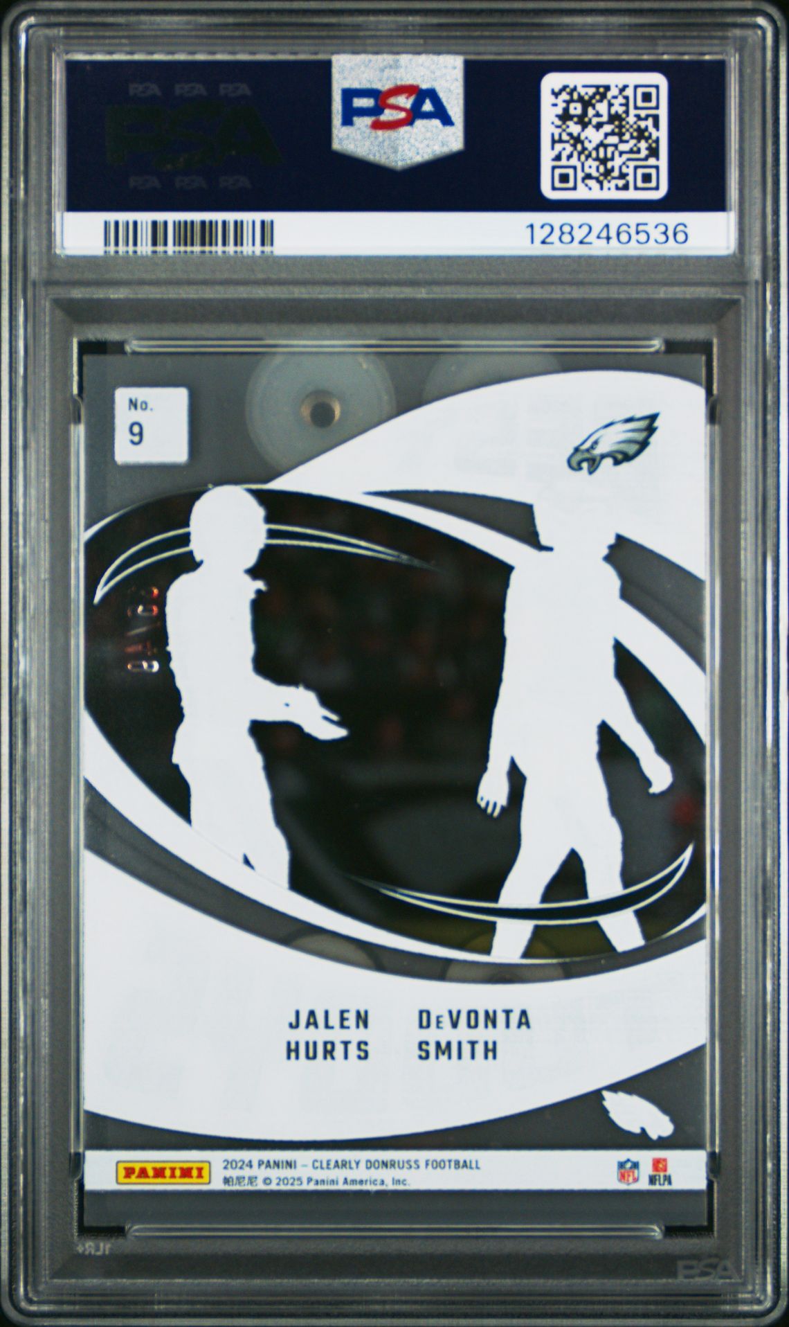 2024 Panini Clearly Donruss Clearly Best Tuddys Hurts/Smith #9 (Clearly Best Tuddys-Blue) Gem Mt 10 back