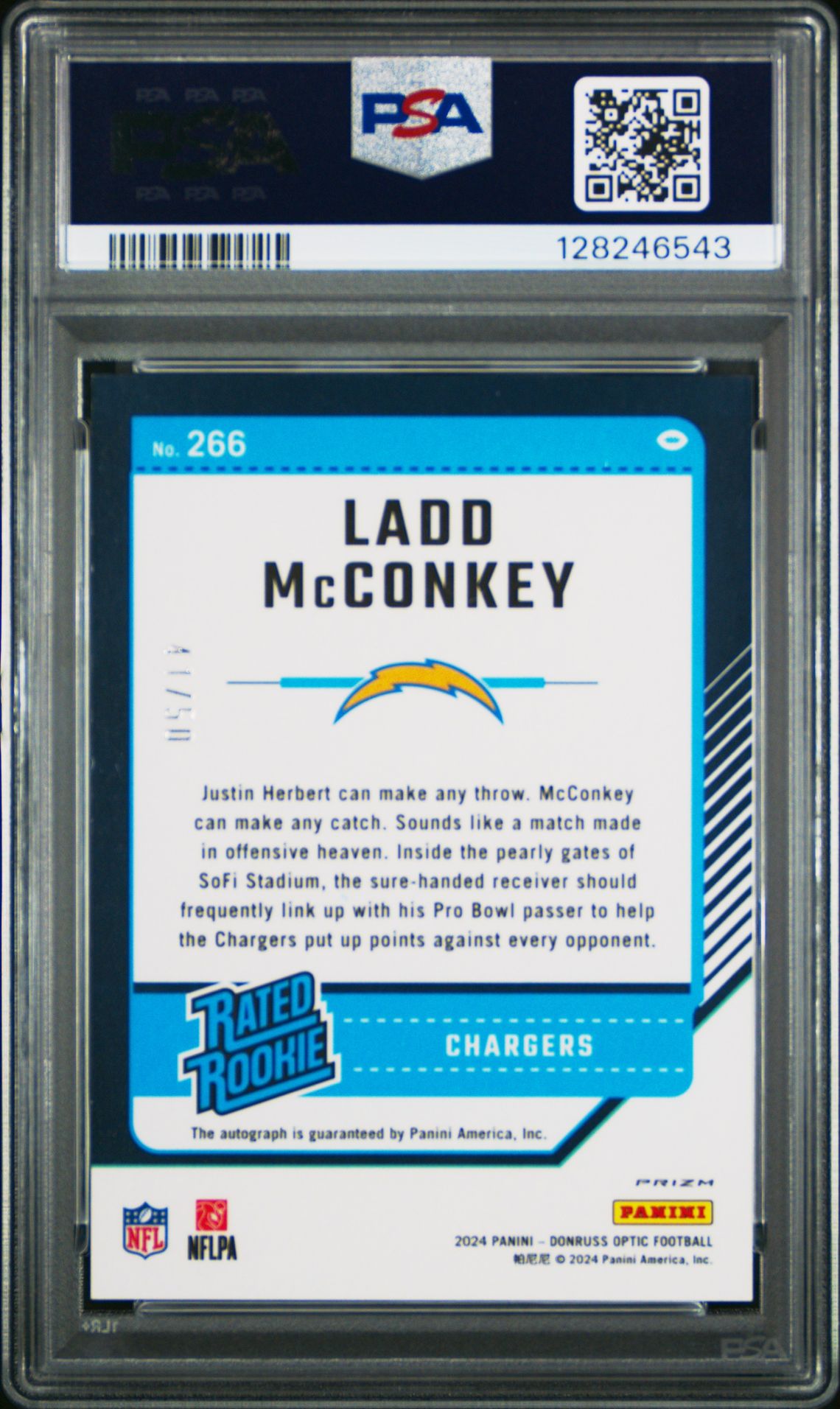 2024 Panini Donruss Optic Ladd Mcconkey #266 (Autograph-Pink Velocity) Mint 9 back