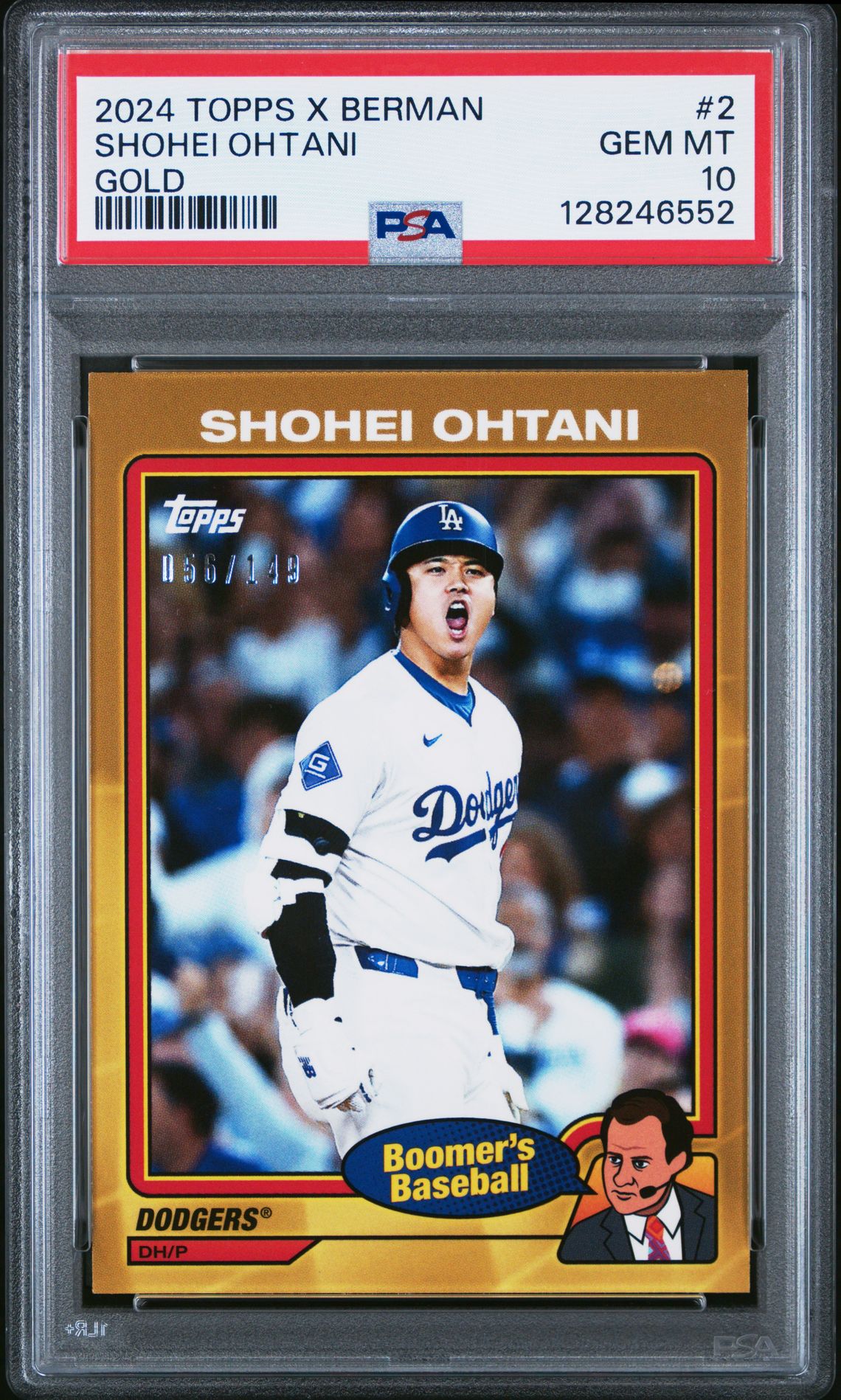 2024 Topps X Chris Berman: Boomer's Baseball Shohei Ohtani #2 (Gold) Gem Mt 10 front