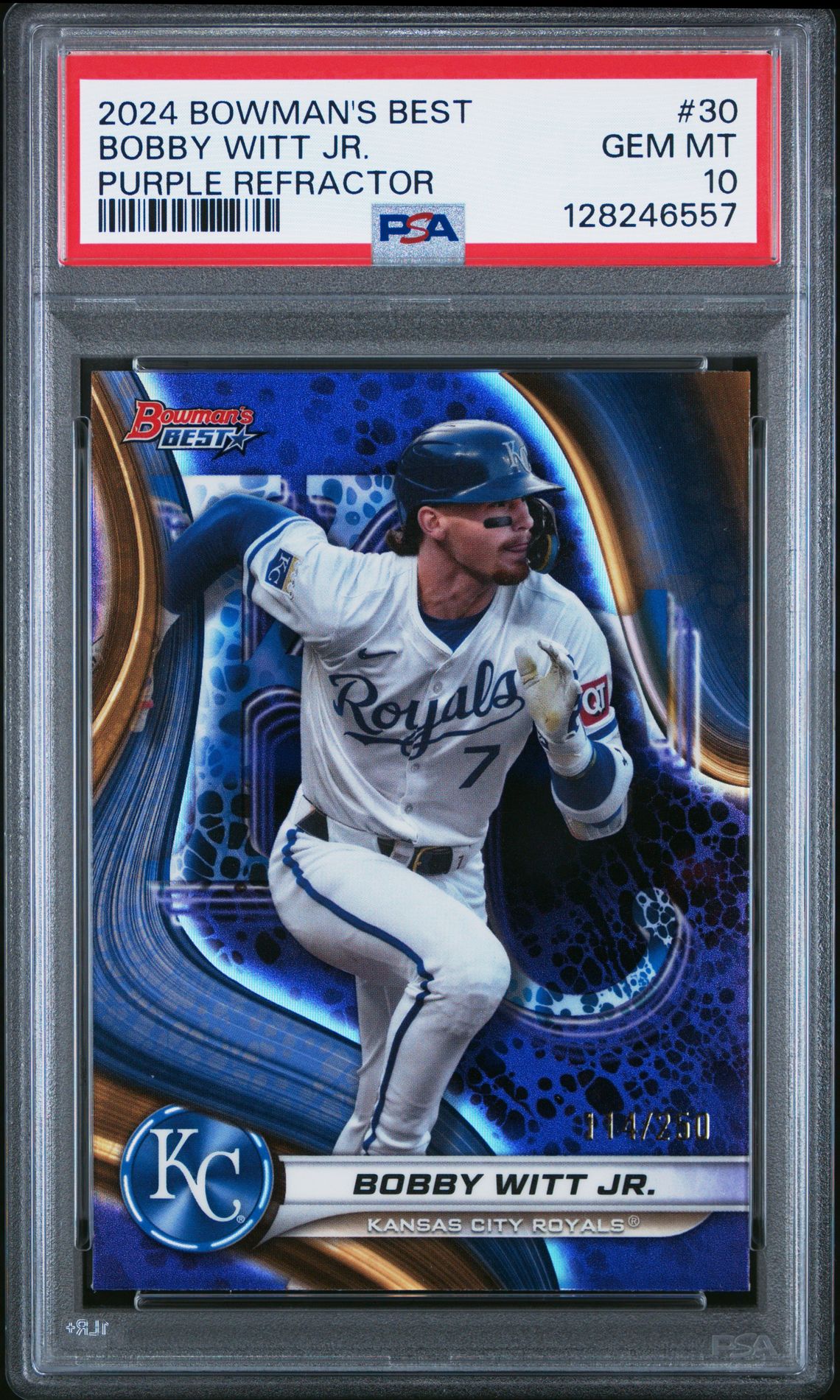 2024 Bowman's Best Bobby Witt Jr. #30 (Purple Refractor) Gem Mt 10 front