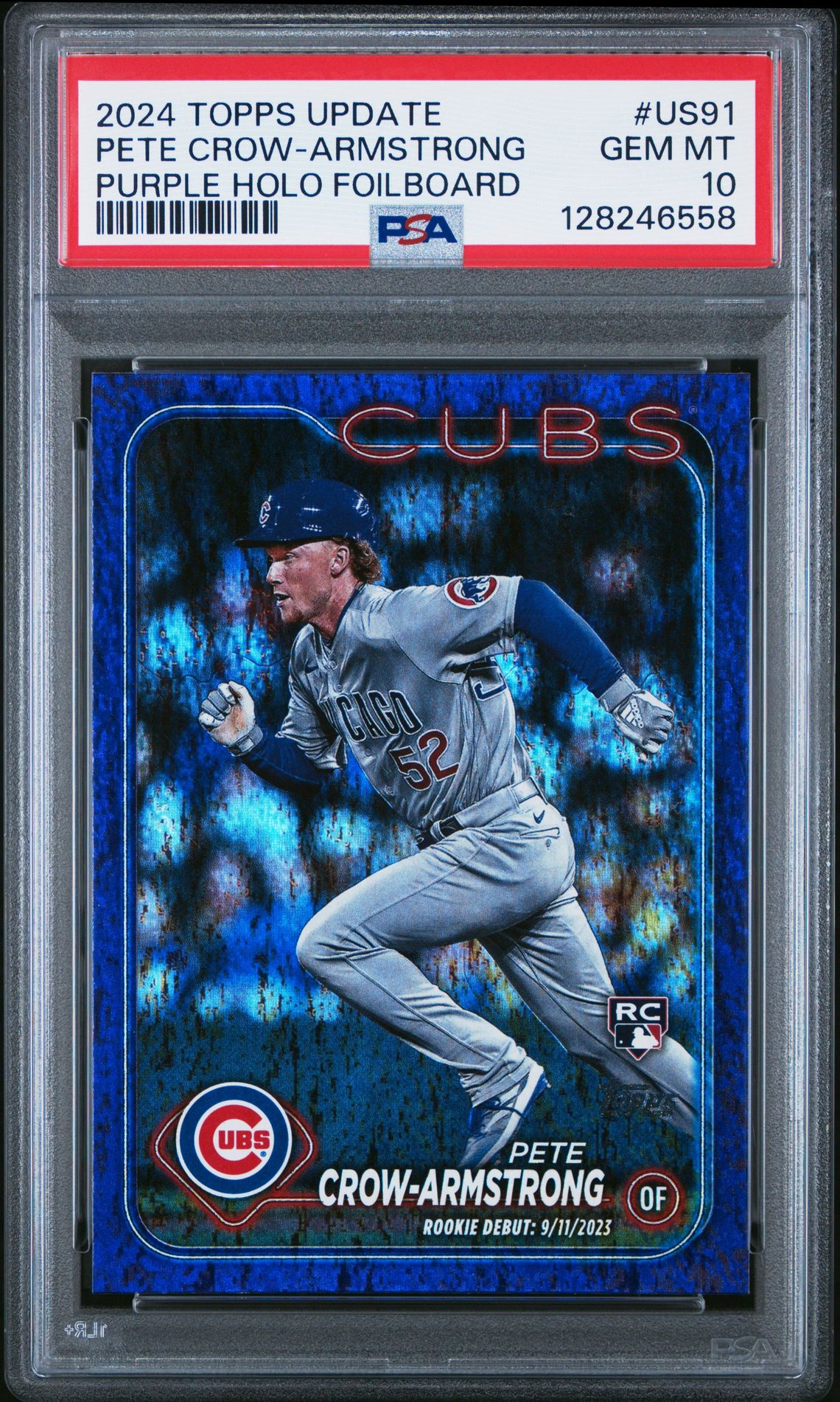 2024 Topps Update Pete Crow-Armstrong #Us91 (Purple Holo Foilboard) Gem Mt 10 front