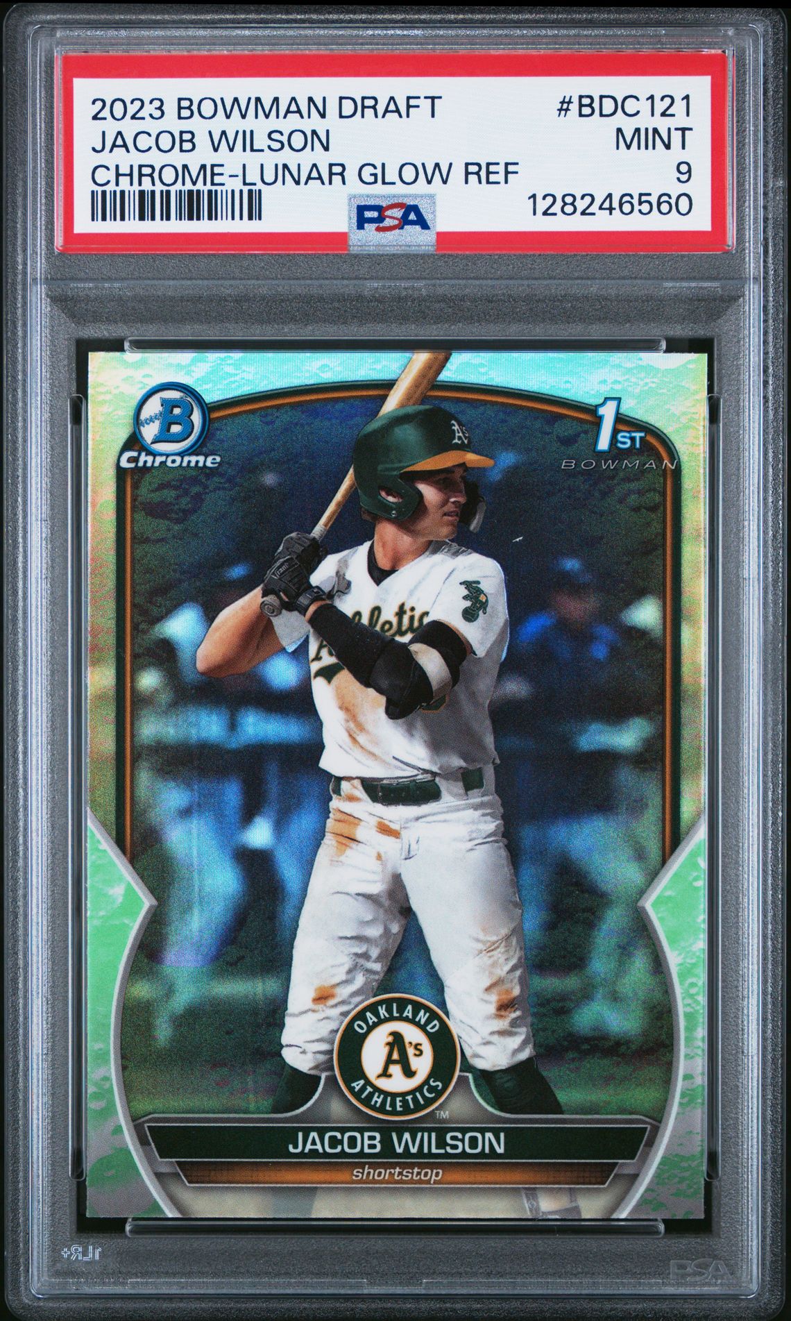 2023 Bowman Draft Jacob Wilson #Bdc121 (Chrome-Lunar Glow Ref) Mint 9 front