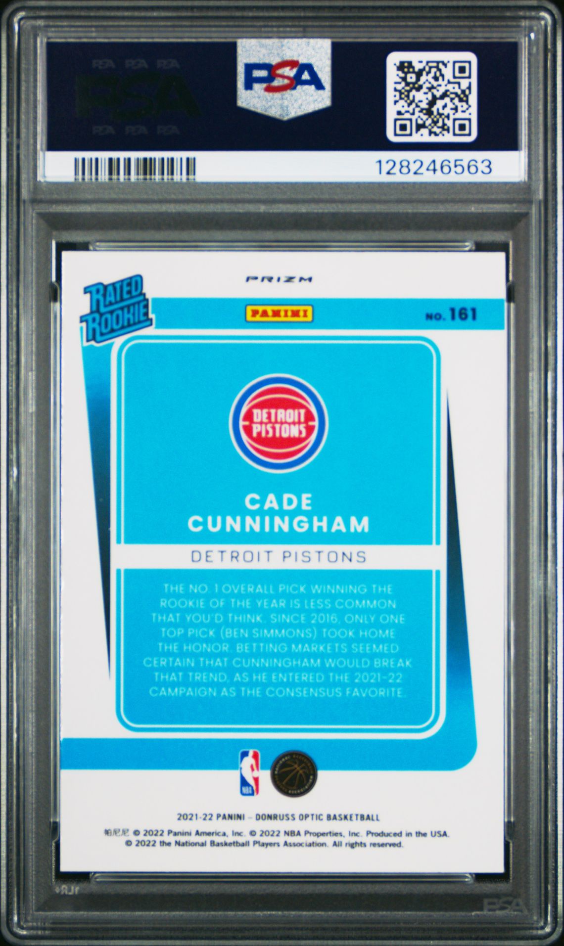 2021 Panini Donruss Optic Cade Cunningham #161 (Blue Velocity) Mint 9 back