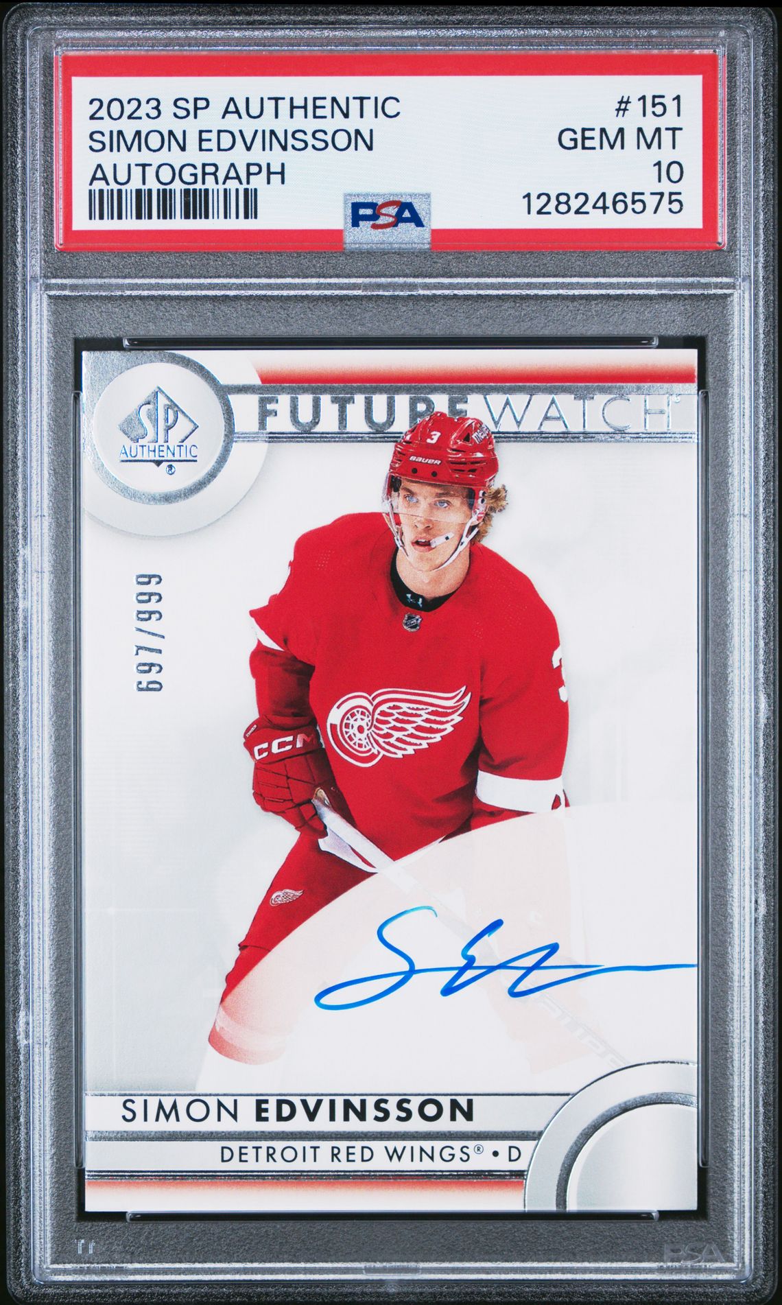 2023 Sp Authentic Simon Edvinsson #151 (Autograph) Gem Mt 10 front