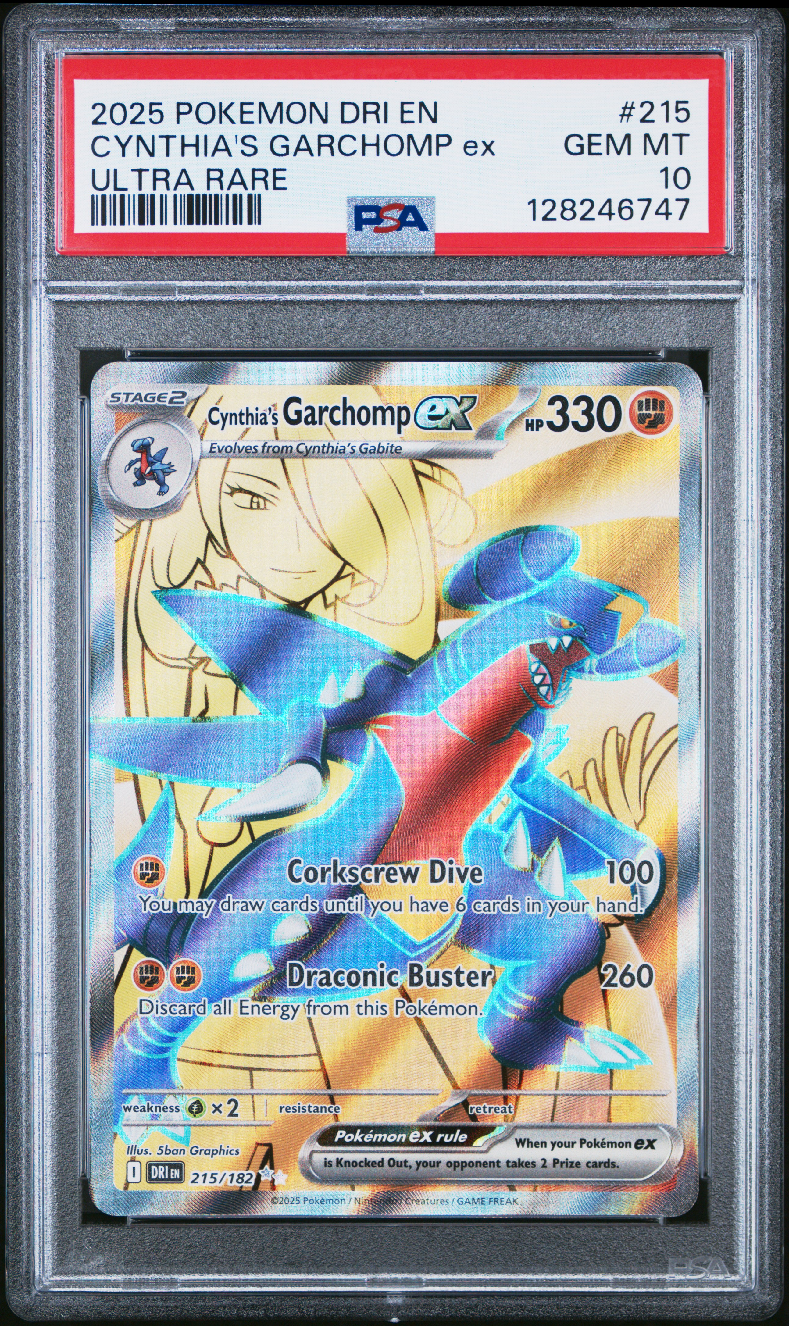 2025 #215 Cynthia's Garchomp EX PSA 10 Dri EN-Destined Rivals