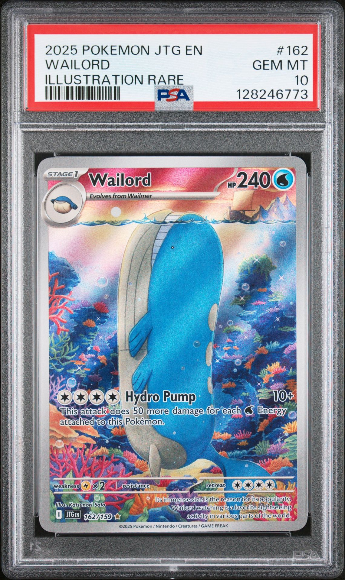 2025 Pokemon Jtg En-Journey Together Wailord #162 (Illustration Rare) Gem Mt 10 front