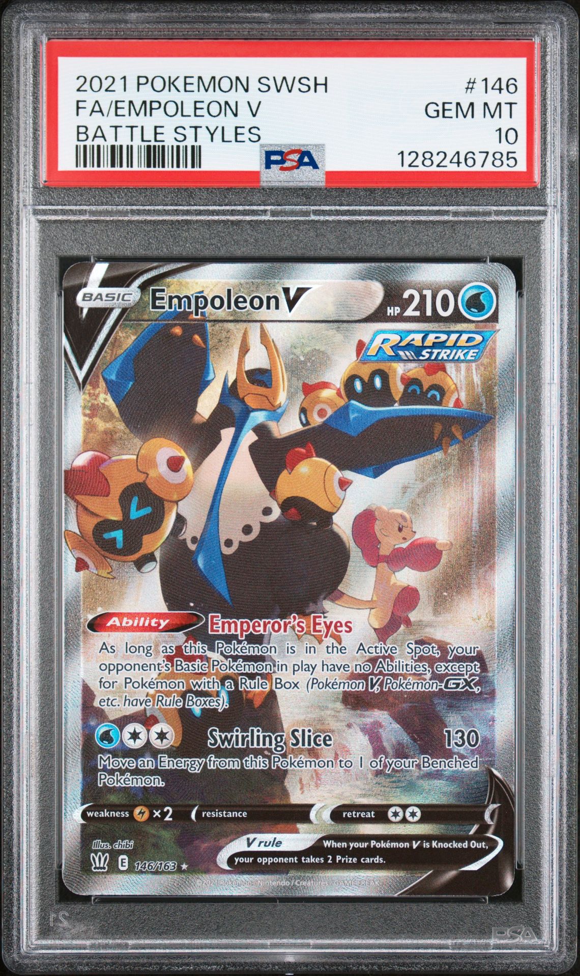 2021 Pokemon Sword & Shield Battle Styles Fa/Empoleon V #146 (Battle Styles) Gem Mt 10 front