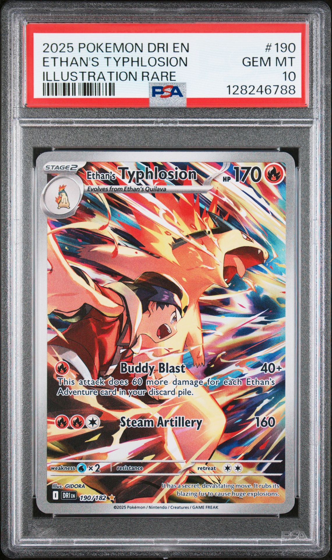 2025 Pokemon Dri En-Destined Rivals Ethan's Typhlosion #190 (Illustration Rare) Gem Mt 10 front