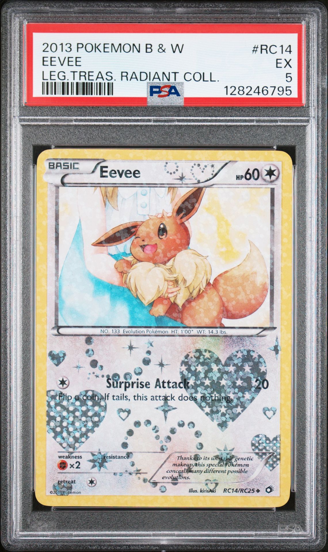 2013 Pokemon Black & White Legendary Treasures Radiant Collection Eevee #Rc14 (Leg.treas. Radiant Coll.) Ex 5 front