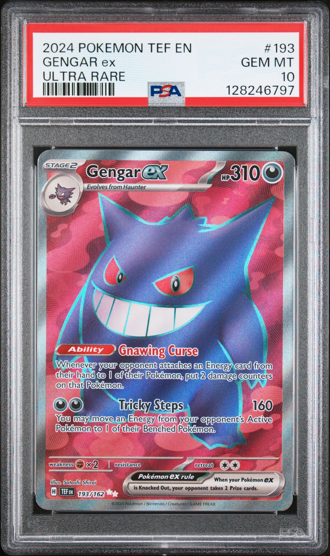 2024 Pokemon Tef En-Temporal Forces Gengar Ex #193 (Ultra Rare) Gem Mt 10 front