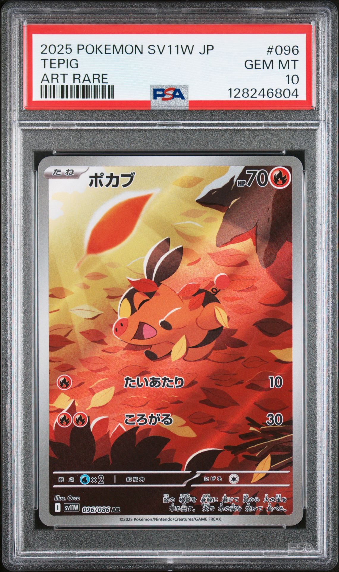 2025 Pokemon Japanese Sv11W-White Flare Tepig #096 (Art Rare) Gem Mt 10 front