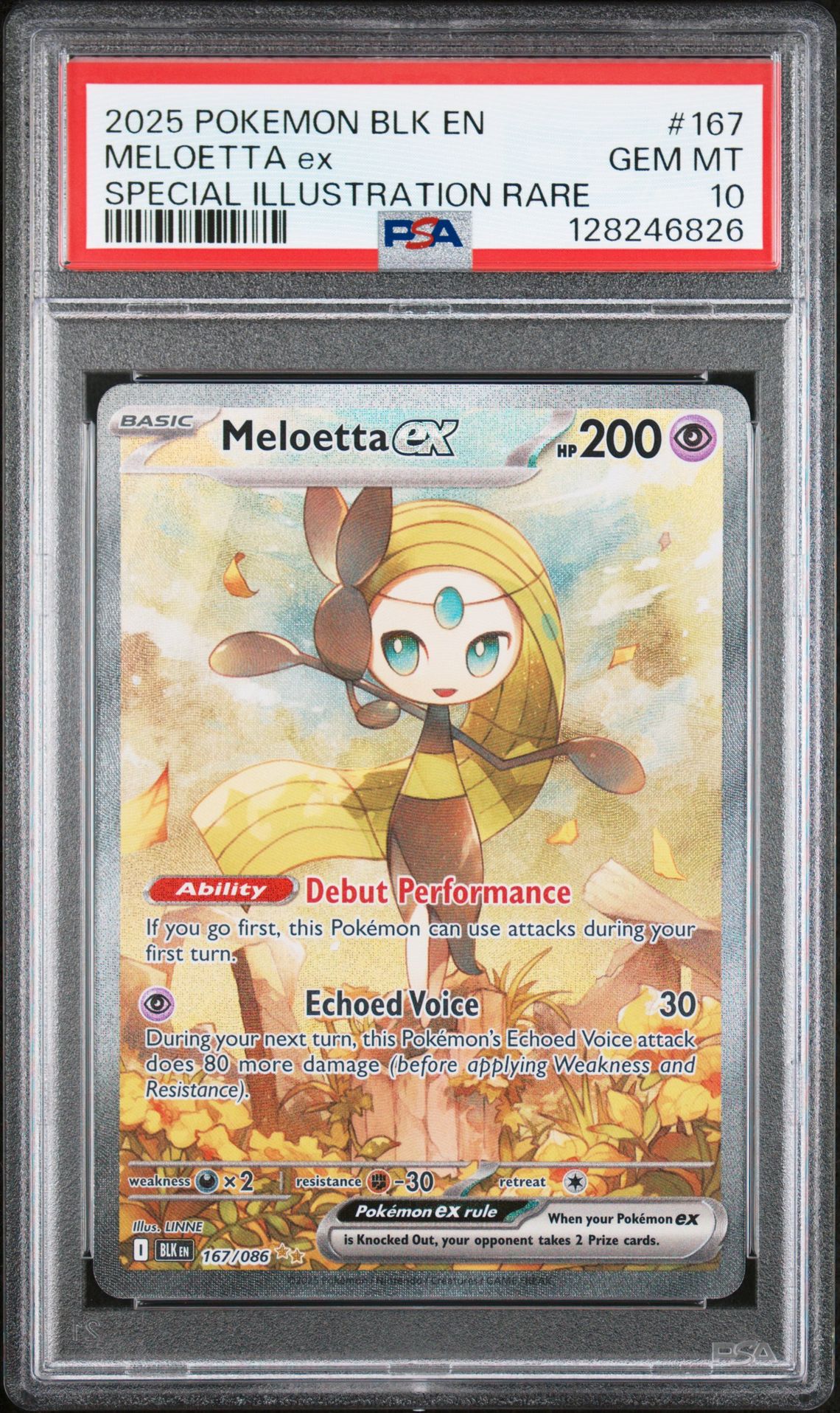 2025 Pokemon Blk En-Black Bolt Meloetta Ex #167 (Special Illustration Rare) Gem Mt 10 front