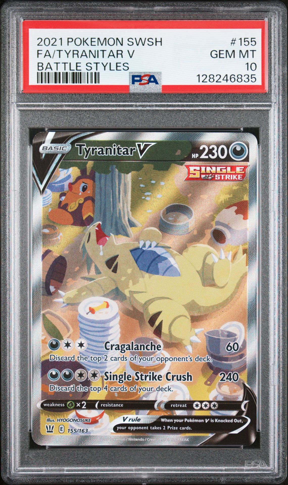 2021 Pokemon Sword & Shield Battle Styles Fa/Tyranitar V #155 (Battle Styles) Gem Mt 10 front