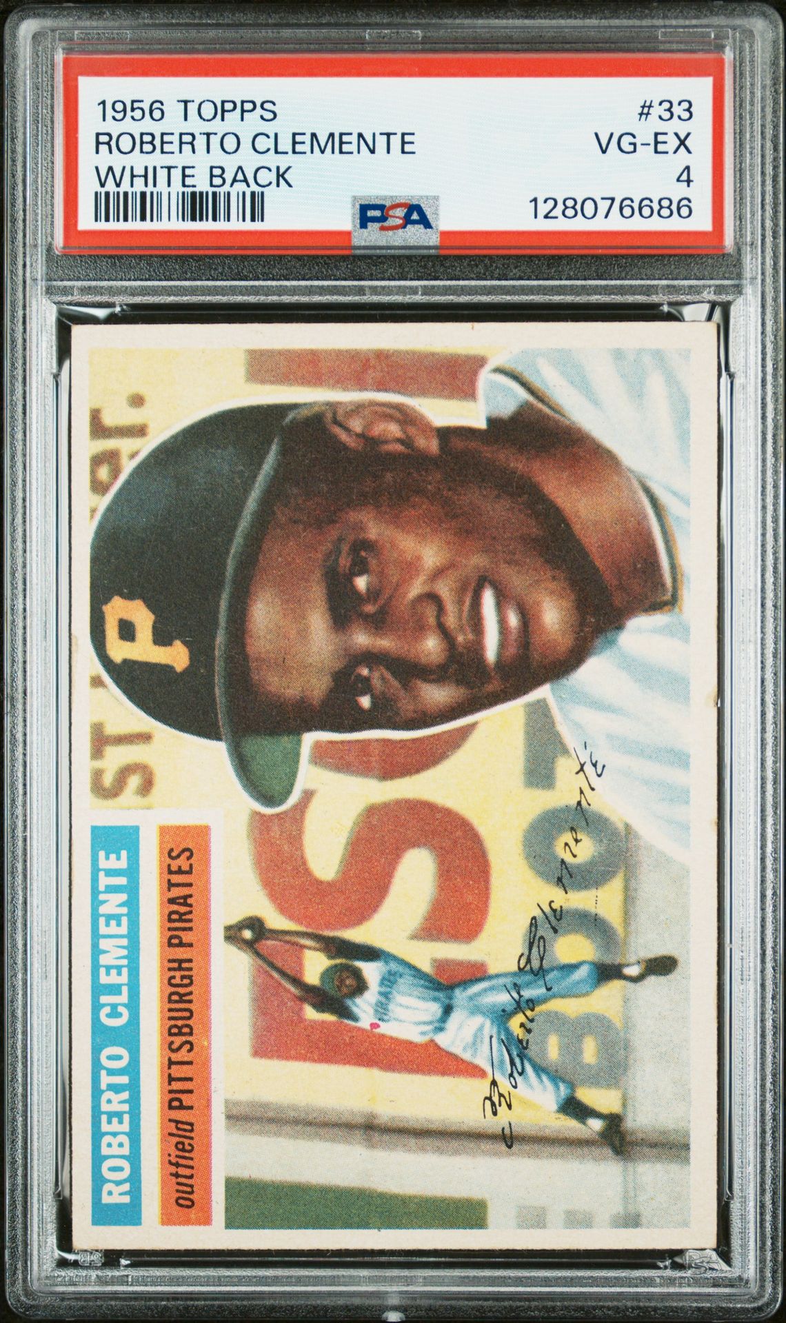 1956 Topps Roberto Clemente #33 (White Back) Vg-Ex 4 front