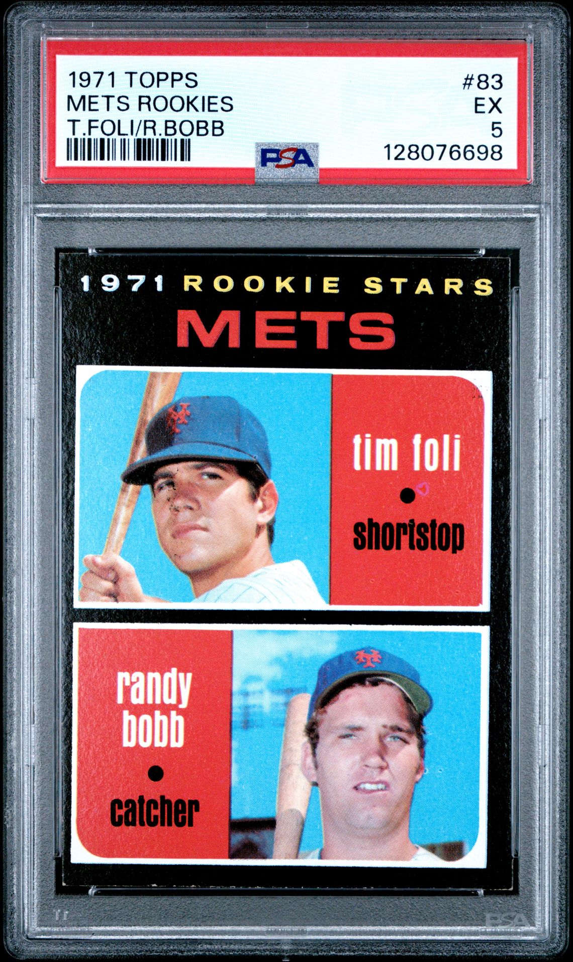 1971 Topps Mets Rookies #83 (T.foli/R.bobb) Ex 5 front