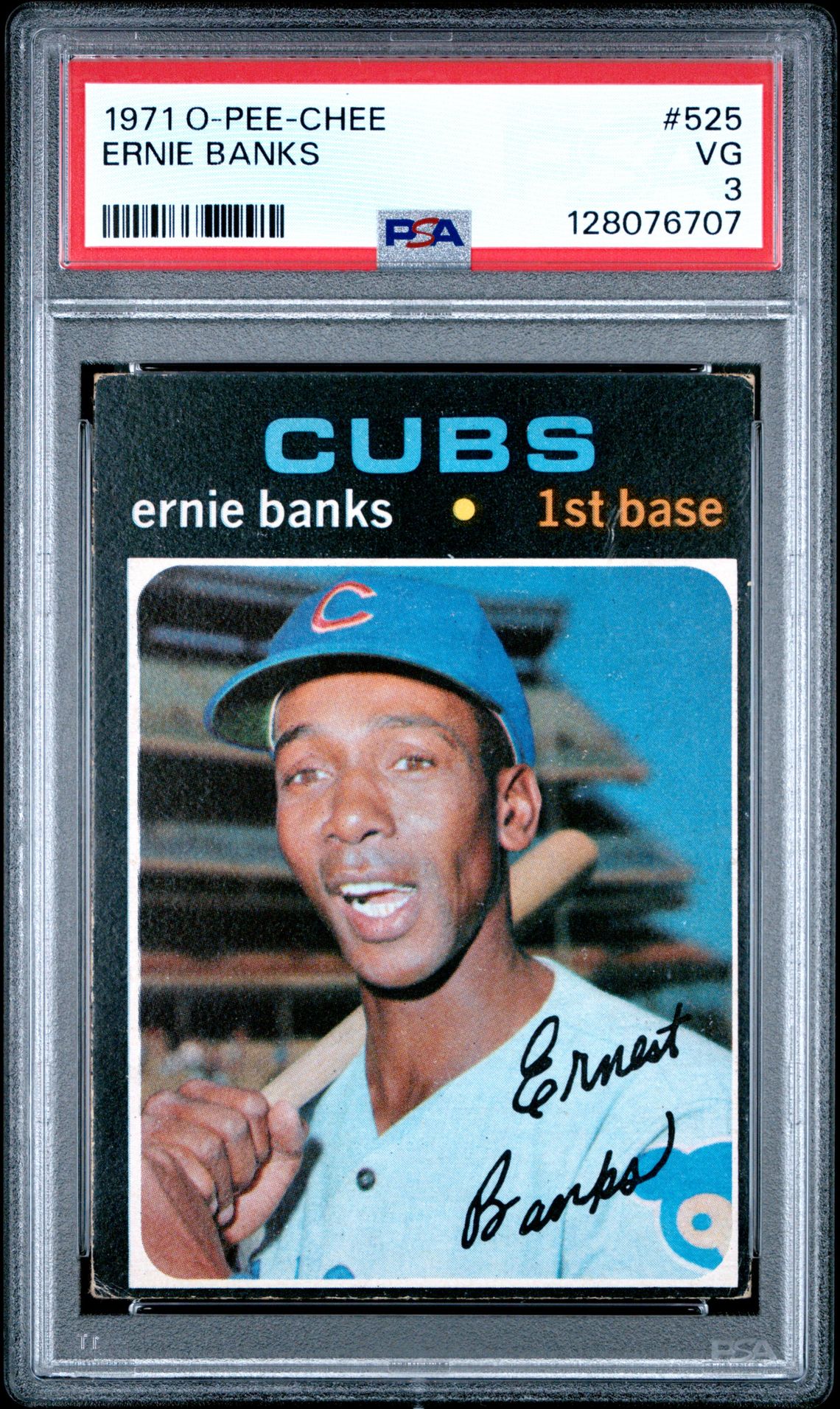1971 O-Pee-Chee Ernie Banks #525 Vg 3 front