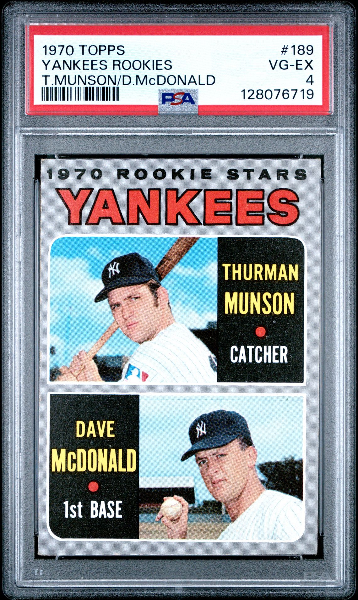 1970 Topps Yankees Rookies #189 (T.munson/D.mcdonald) Vg-Ex 4 front