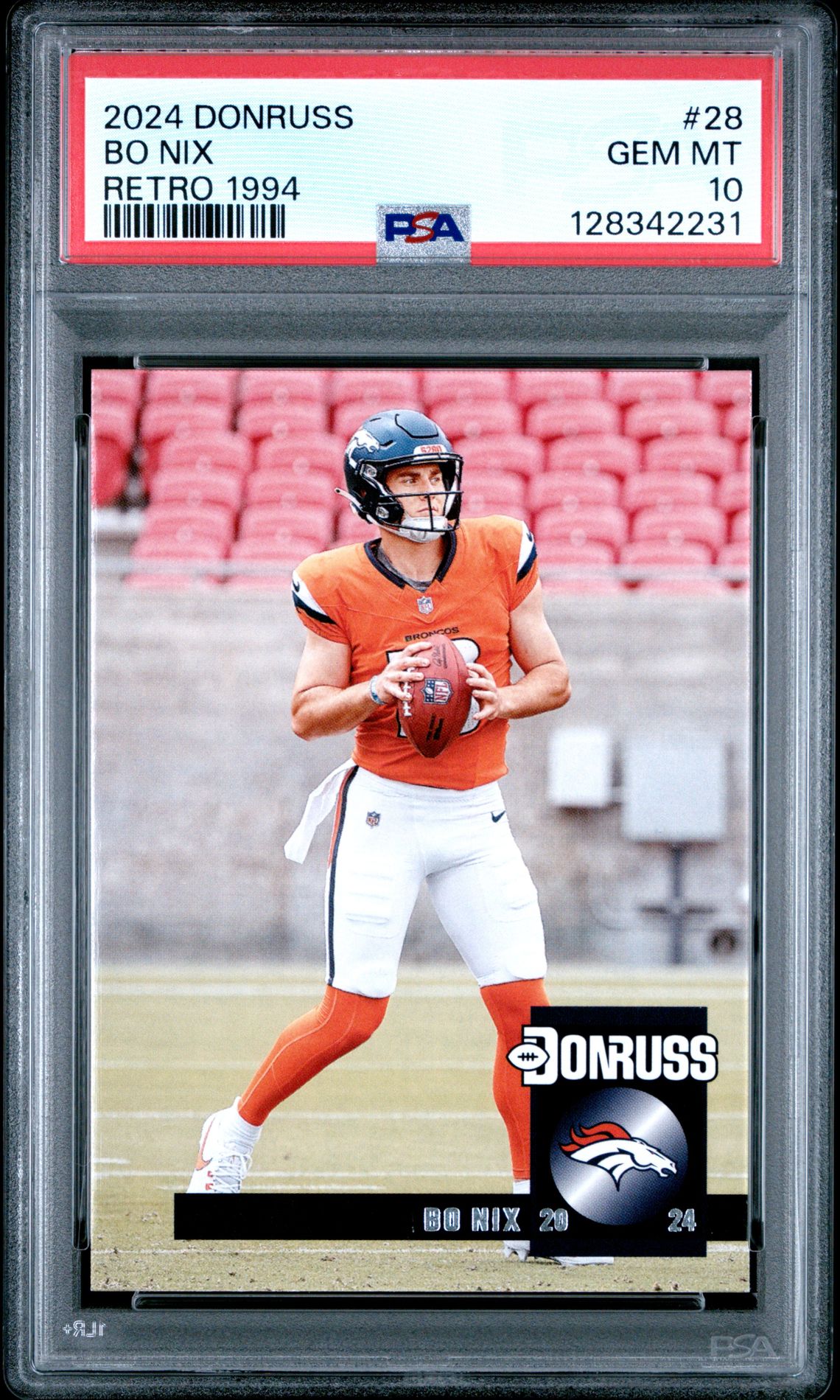 2024 Panini Donruss Retro 1994 Bo Nix #28 Gem Mt 10 front