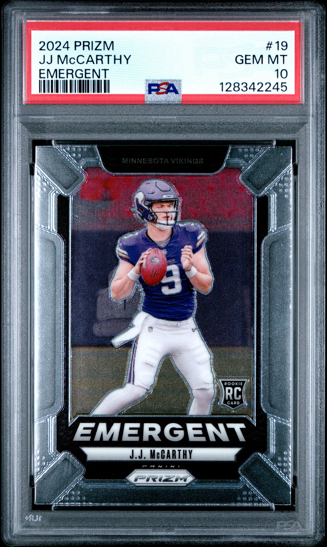 2024 Panini Prizm Emergent Jj Mccarthy #19 Gem Mt 10 front