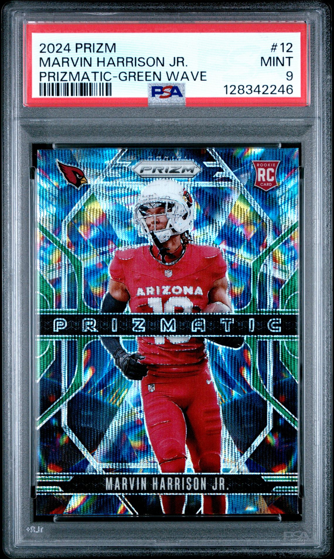 2024 Panini Prizm Prizmatic Marvin Harrison Jr. #12 (Prizmatic-Green Wave) Mint 9 front