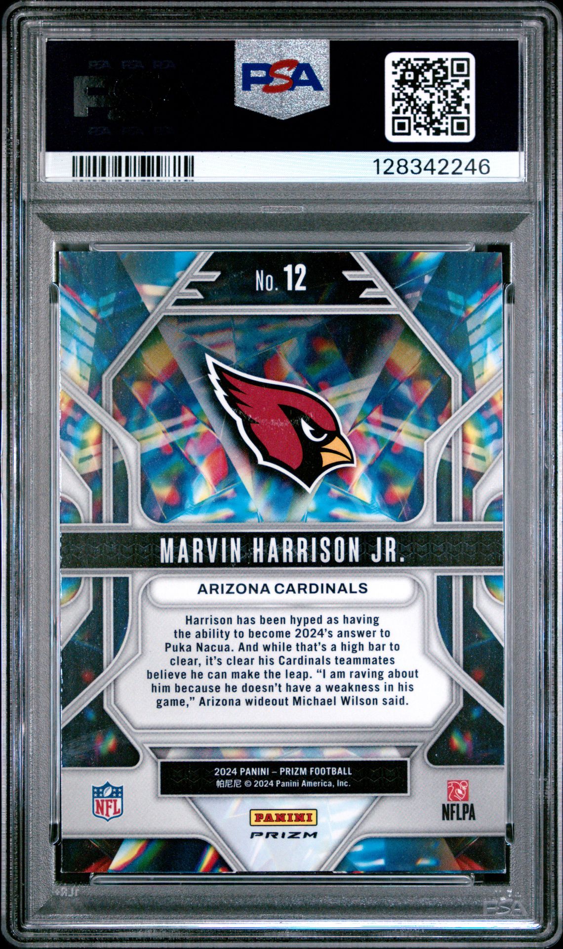 2024 Panini Prizm Prizmatic Marvin Harrison Jr. #12 (Prizmatic-Green Wave) Mint 9 back