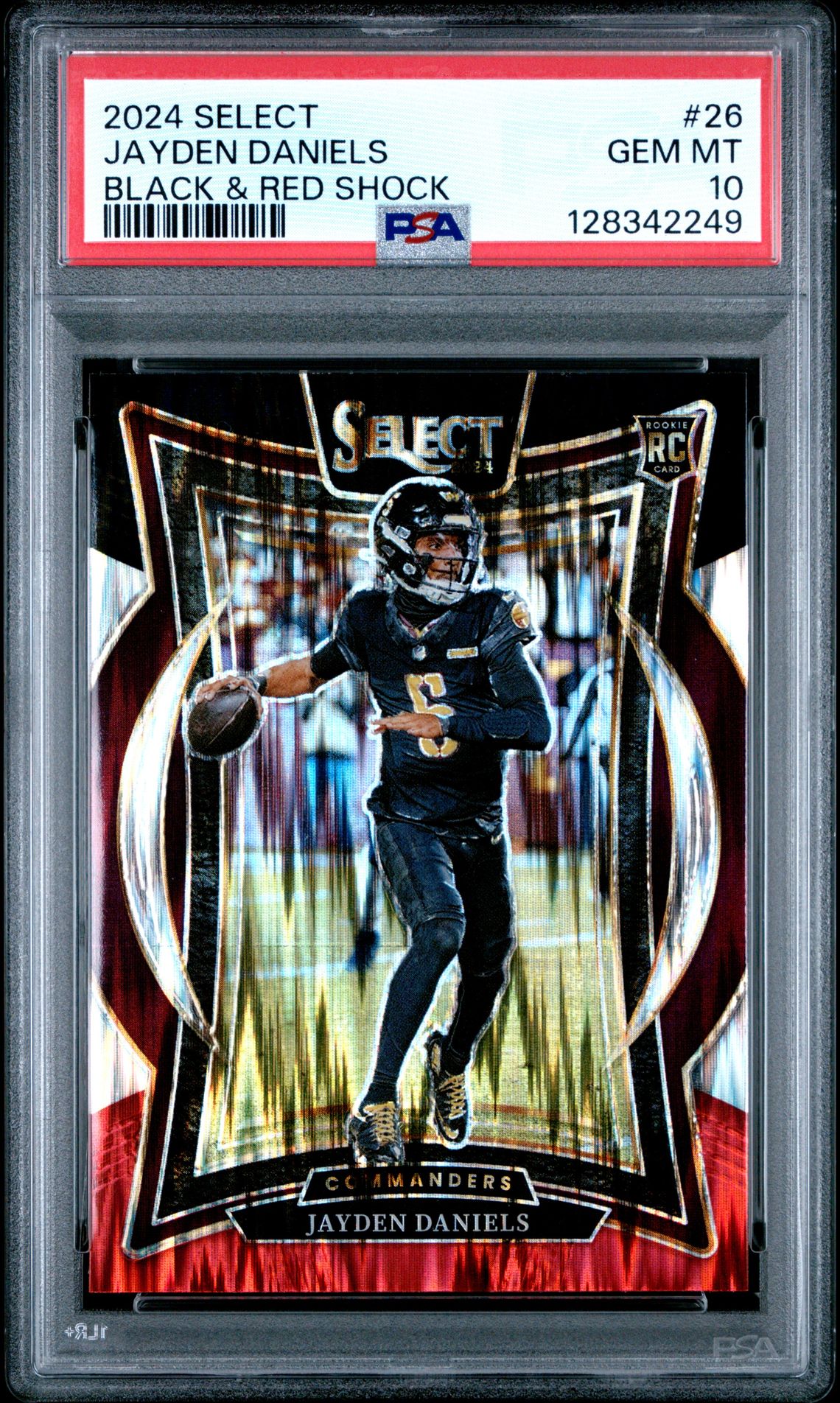 2024 Panini Select Jayden Daniels #26 (Black & Red Shock) Gem Mt 10 front