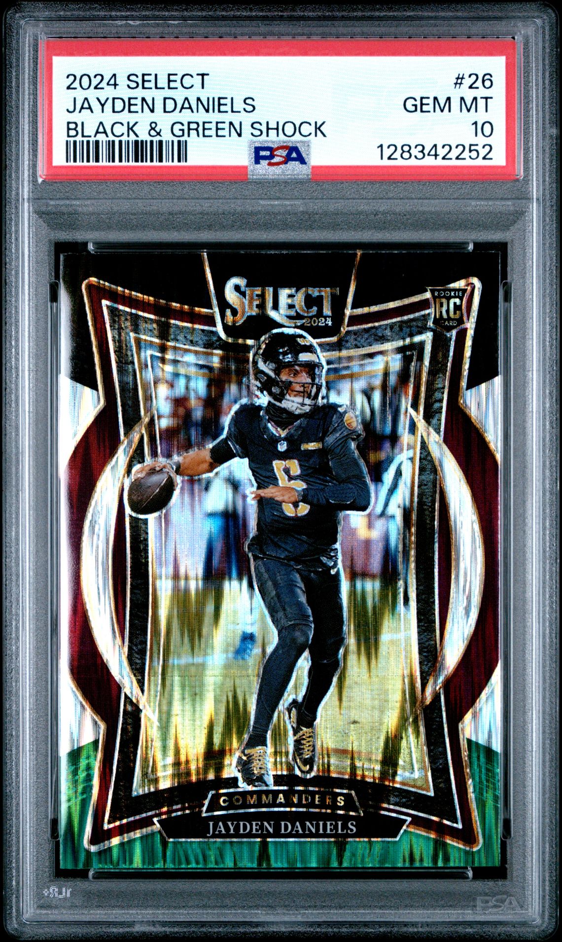 2024 Panini Select Jayden Daniels #26 (Black & Green Shock) Gem Mt 10 front