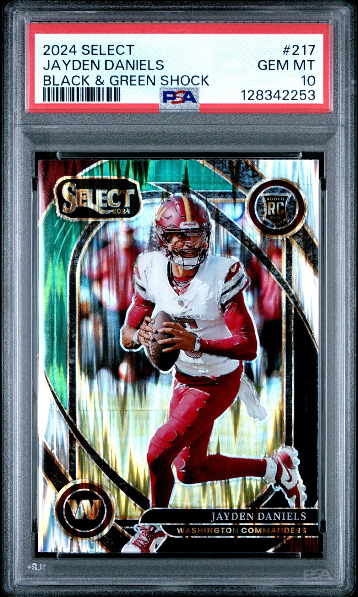 2024 Panini Select Jayden Daniels #217 (Black & Green Shock) Gem Mt 10 front