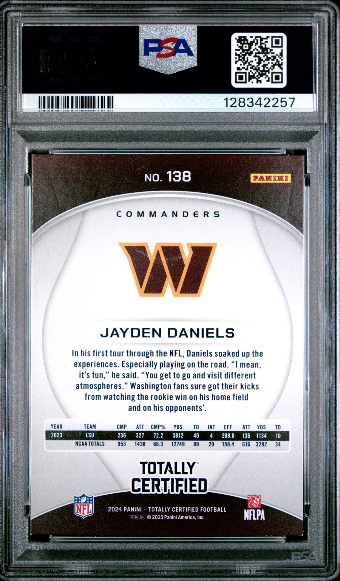 2024 Panini Totally Certified Jayden Daniels #138 Nm-Mt 8 back