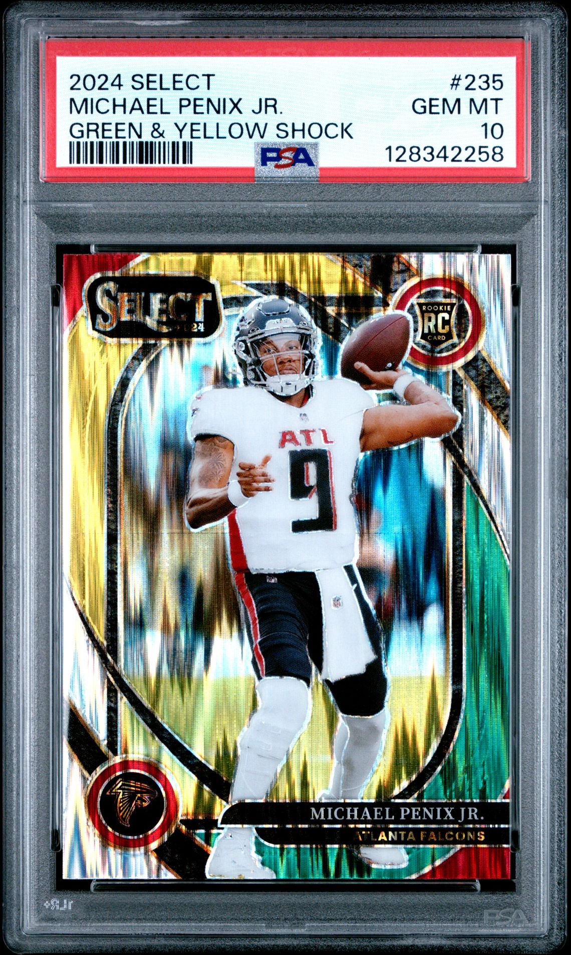 2024 Panini Select Michael Penix Jr. #235 (Green & Yellow Shock) Gem Mt 10 front