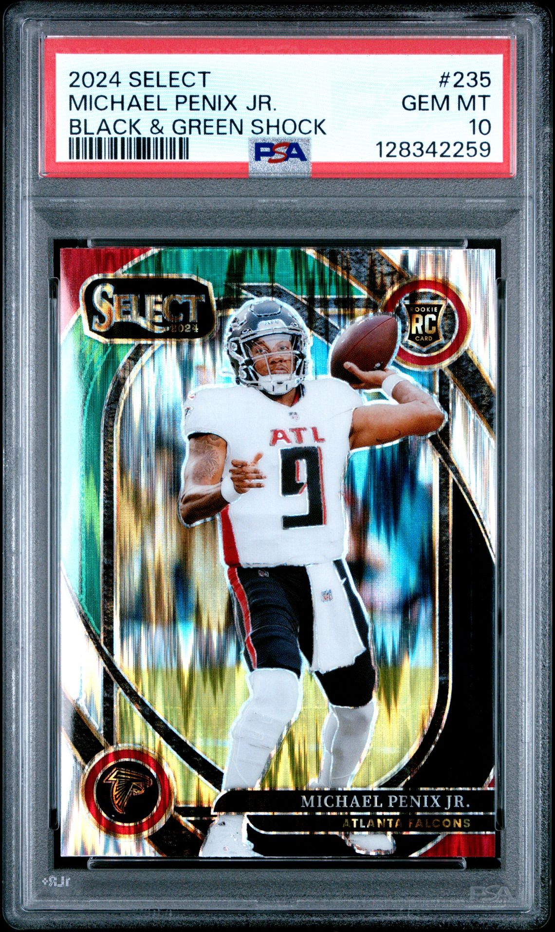 2024 Panini Select Michael Penix Jr. #235 (Black & Green Shock) Gem Mt 10 front