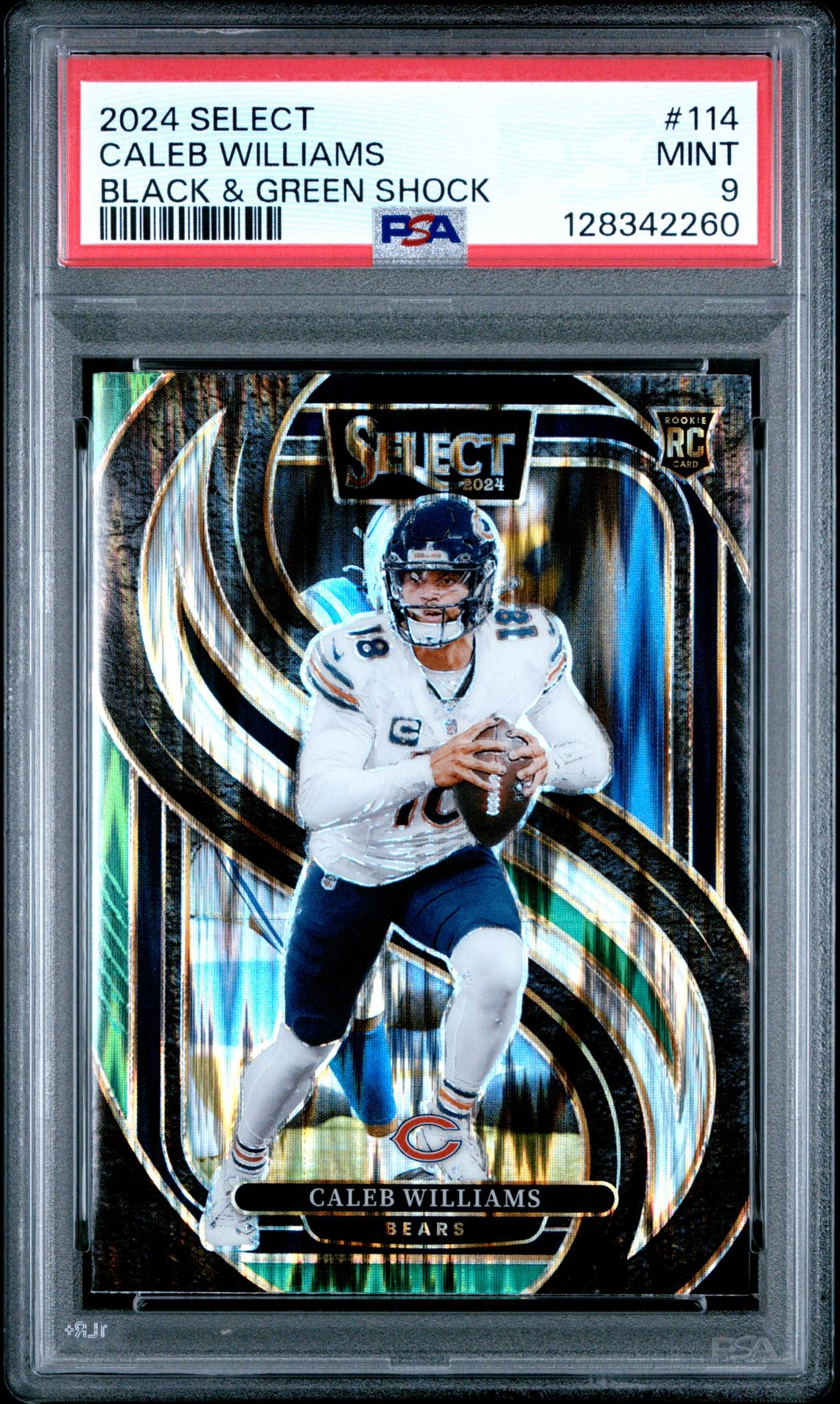 2024 Panini Select Caleb Williams #114 (Black & Green Shock) Mint 9 front