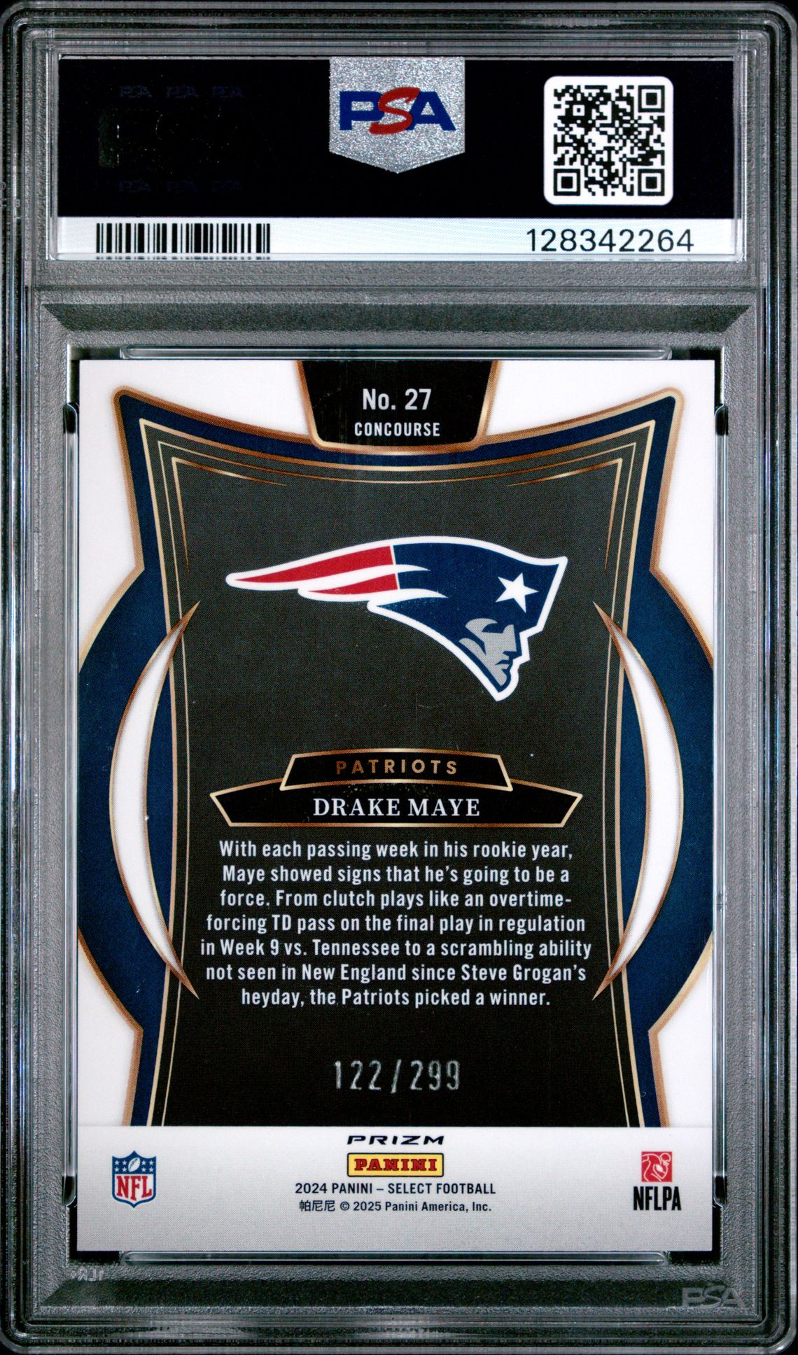 2024 Panini Select Drake Maye #27 (Copper Shock) Mint 9 back