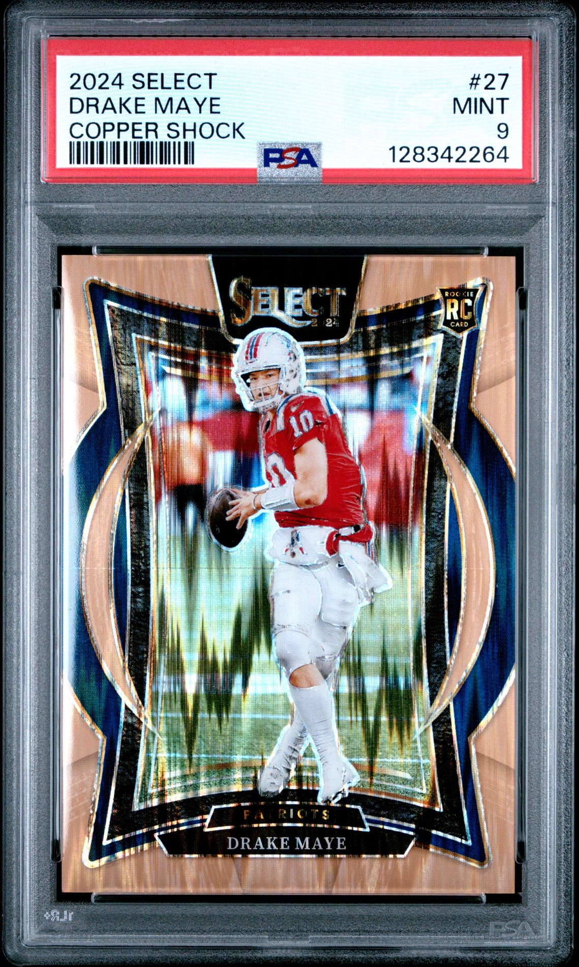 2024 Panini Select Drake Maye #27 (Copper Shock) Mint 9 front