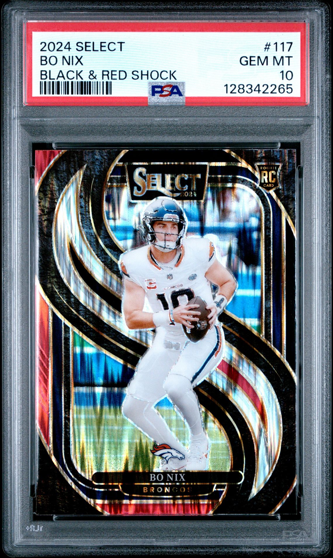 2024 Panini Select Bo Nix #117 (Black & Red Shock) Gem Mt 10 front