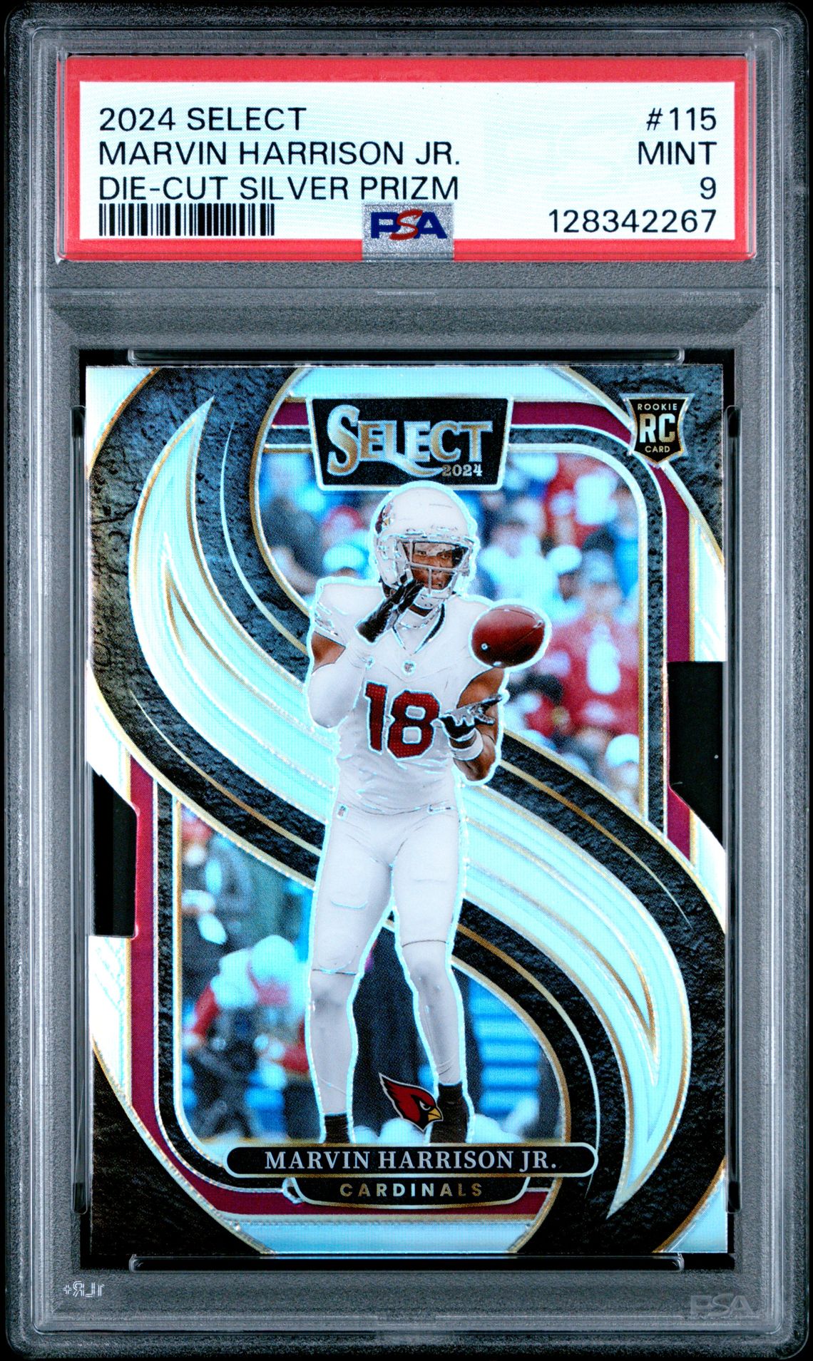 2024 Panini Select Marvin Harrison Jr. #115 (Die-Cut Silver Prizm) Mint 9 front