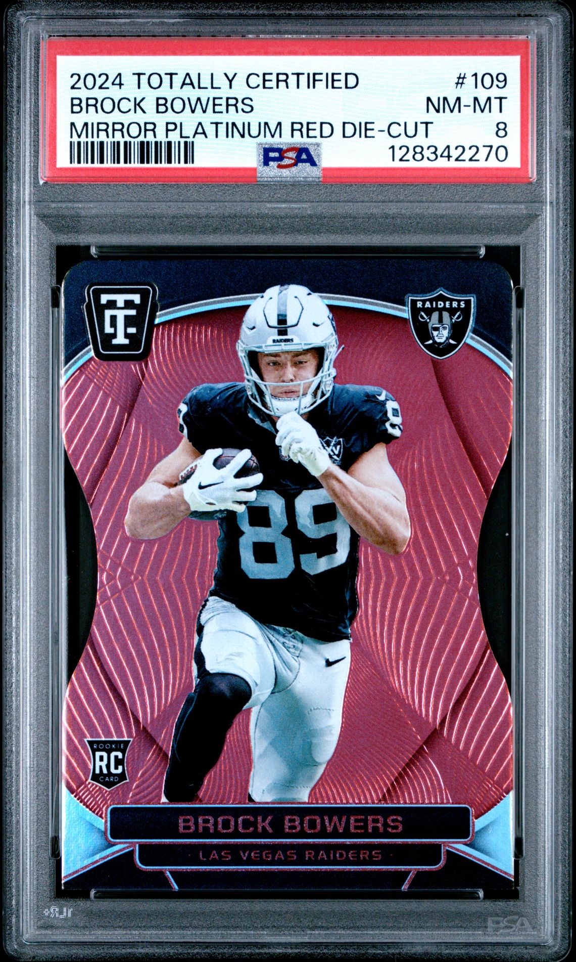 2024 Panini Totally Certified Brock Bowers #109 (Mirror Platinum Red Die-Cut) Nm-Mt 8 front