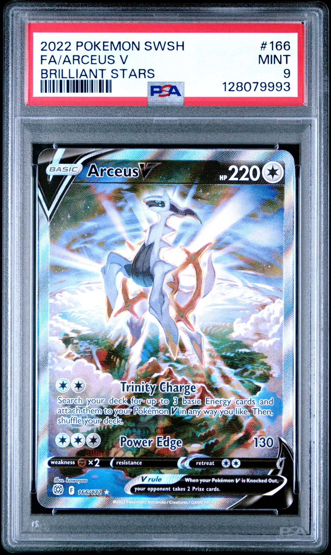 2022 Pokemon Sword & Shield Brilliant Stars Fa/Arceus V #166 (Brilliant Stars) Mint 9 front