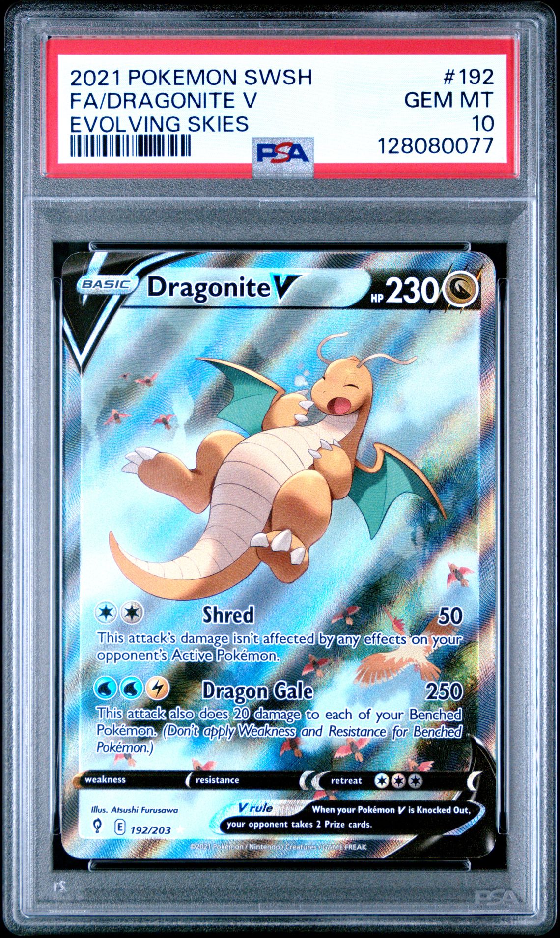 2021 Pokemon Sword & Shield Evolving Skies Fa/Dragonite V #192 (Evolving Skies) Gem Mt 10 front