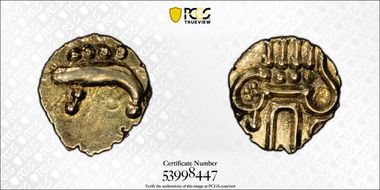 (1795-1850) Fanam Fr-1504, KM-10 AU55