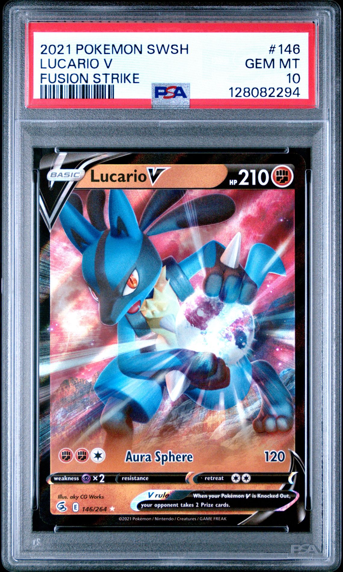 2021 Pokemon Sword & Shield Fusion Strike Lucario V #146 (Fusion Strike) Gem Mt 10 front