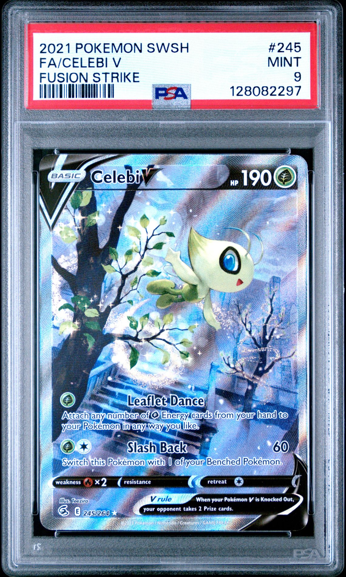 2021 Pokemon Sword & Shield Fusion Strike Fa/Celebi V #245 (Fusion Strike) Mint 9 front