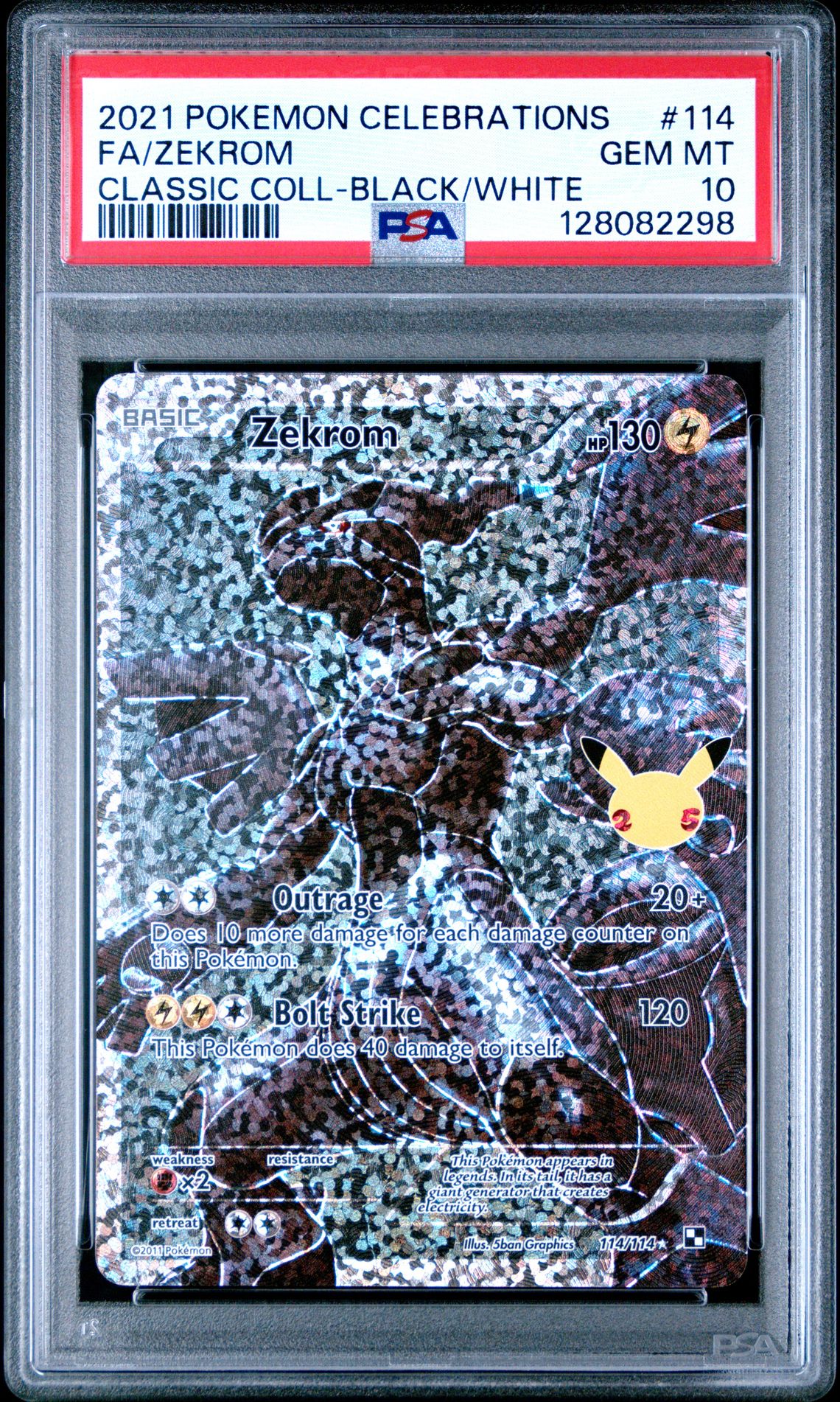 2021 Pokemon Celebrations Classic Collection Fa/Zekrom #114 (Classic Coll-Black/White) Gem Mt 10 front