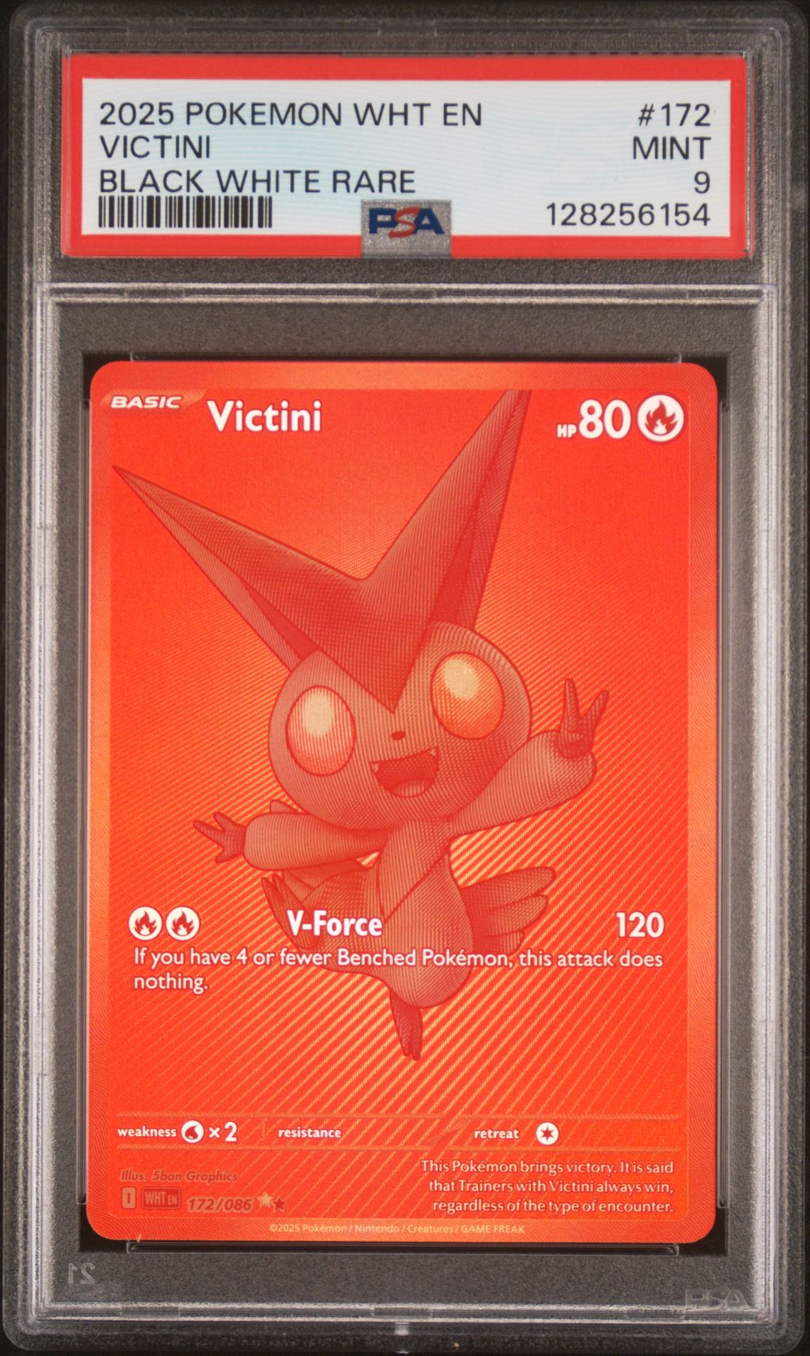 2025 Pokemon Wht En-White Flare Victini #172 (Black White Rare) Mint 9 front
