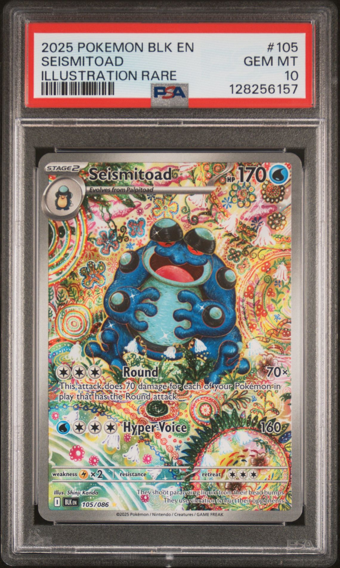 2025 Pokemon Blk En-Black Bolt Seismitoad #105 (Illustration Rare) Gem Mt 10 front