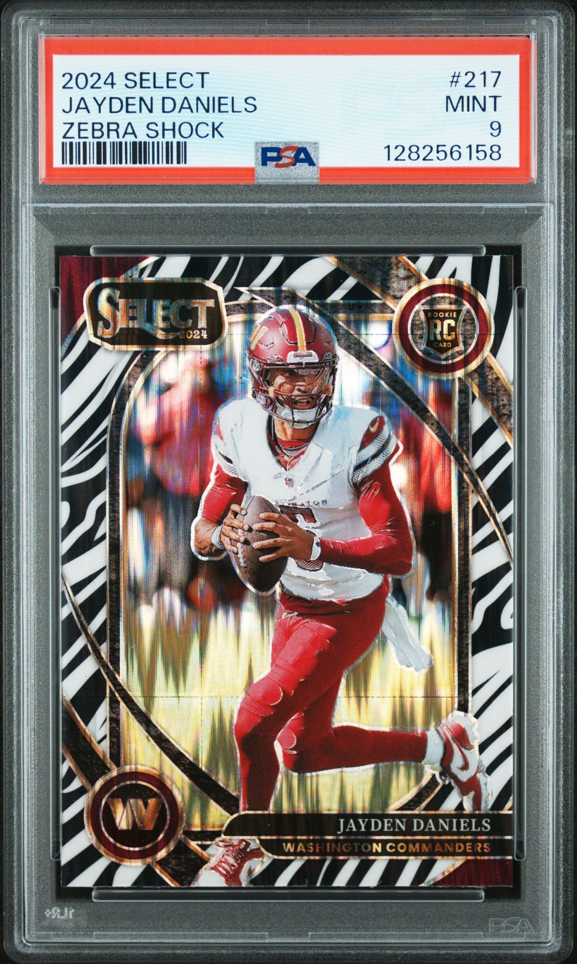 2024 Panini Select Jayden Daniels #217 (Zebra Shock) Mint 9 front