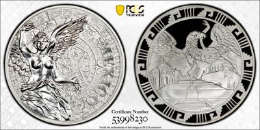 (2016)-Mo Medal "Mexican Elements" Ag 1oz Later Type PR69DCAM