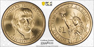 2007-P $1 T. Jefferson - Pos. A Satin Finish SP68