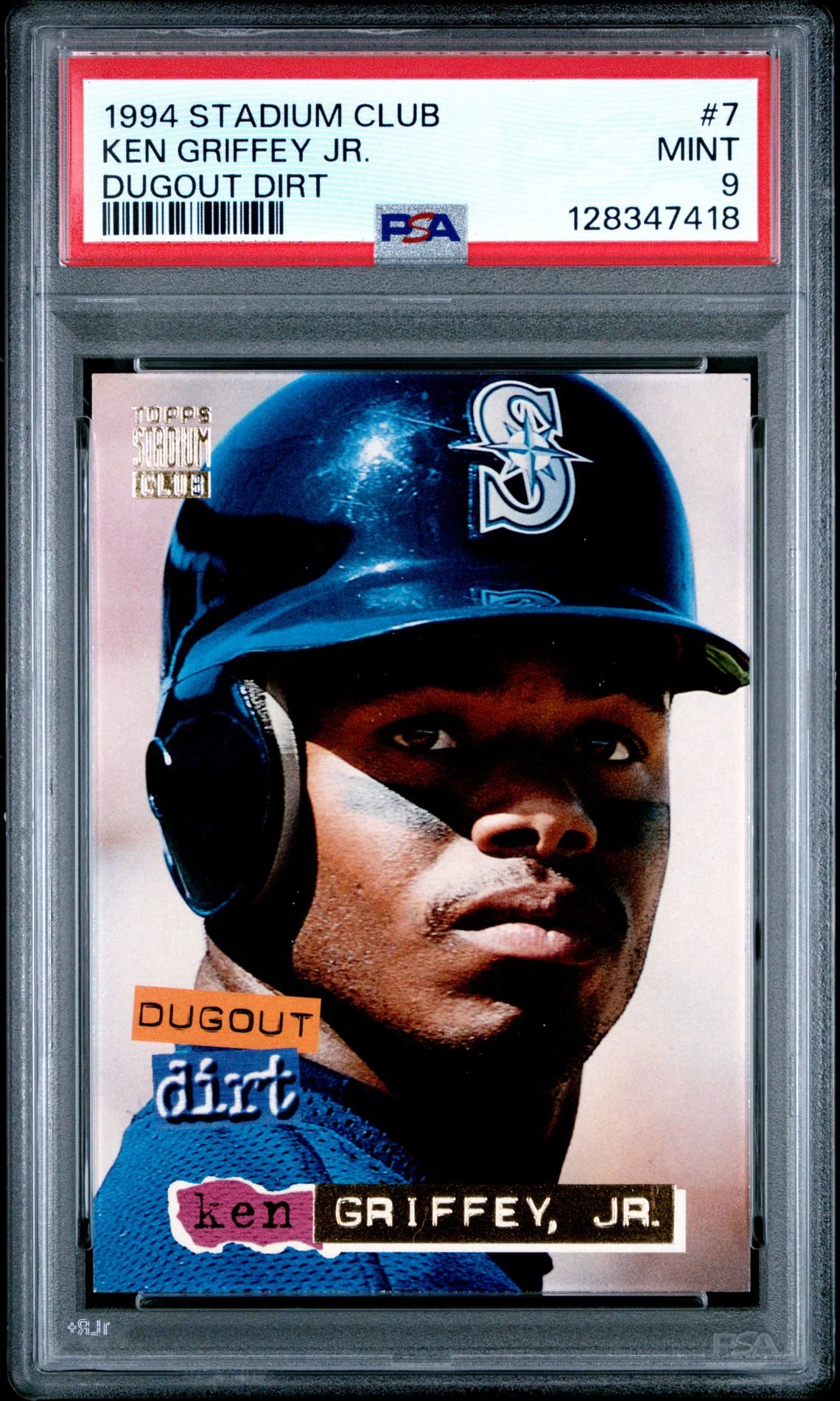1994 Stadium Club Dugout Dirt Ken Griffey Jr. #7 (Dugout Dirt) Mint 9 front